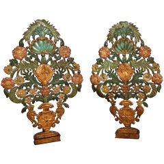 Pair Italian Pressed & Painted Metal Appliques