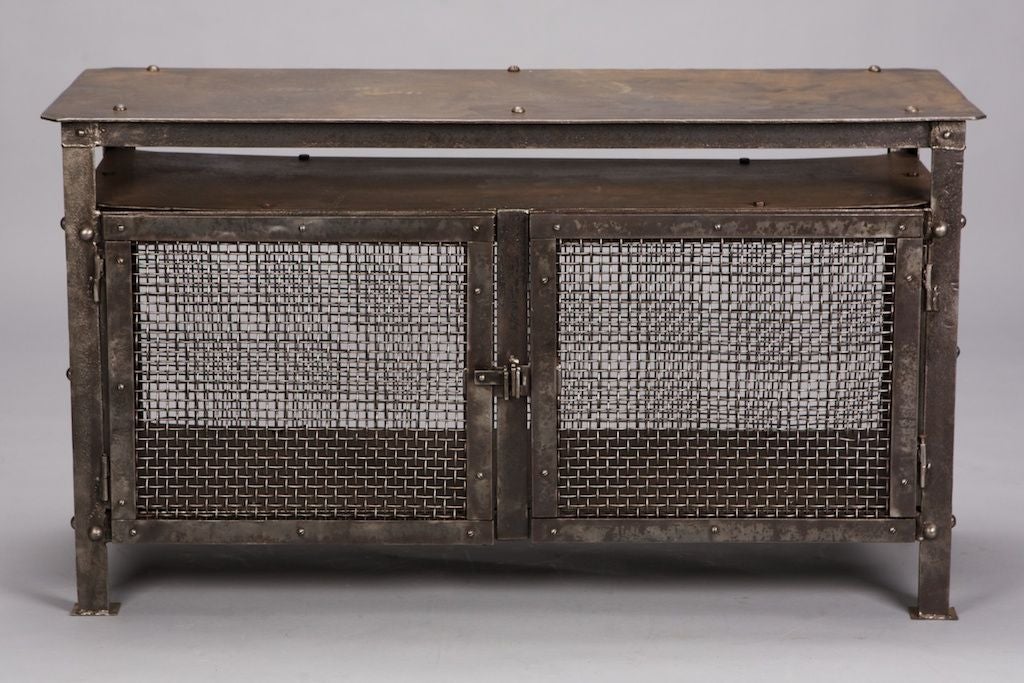 20th Century French Industrial Mesh Cabinet