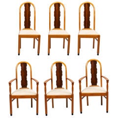 Set of 6 Art Deco Macassar Satinwood Ebony Chairs