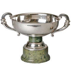 Vintage Art Deco Era Sterling Silver Trophy Cup on Marble Stand