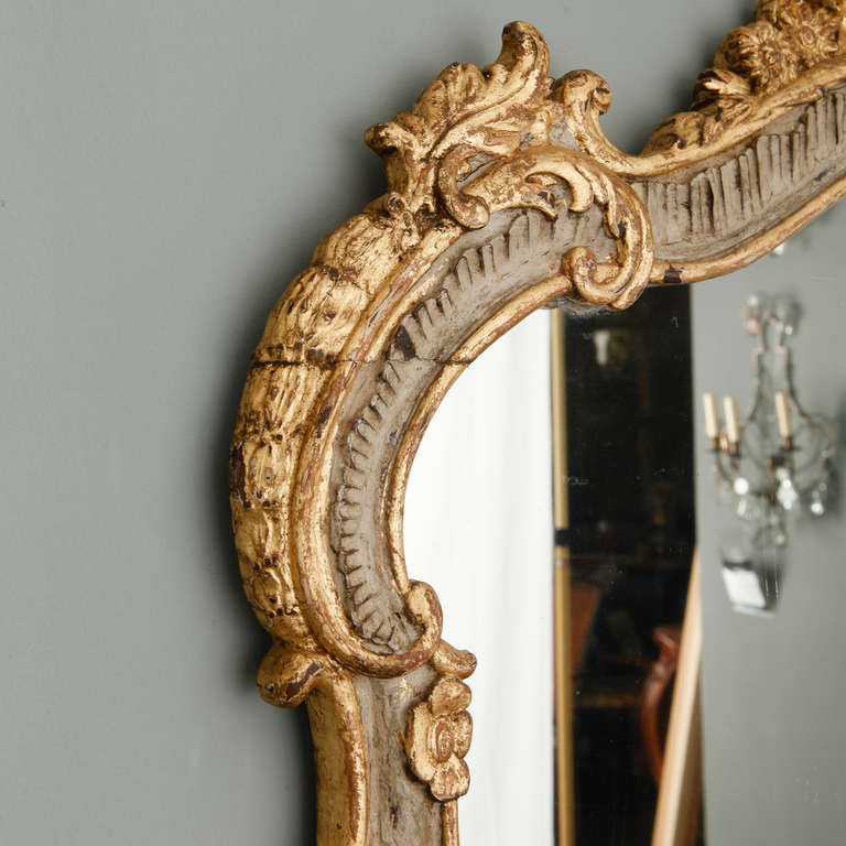 20th Century Horizontal Louis XV Style Cream and Parcel Gilt Mirror