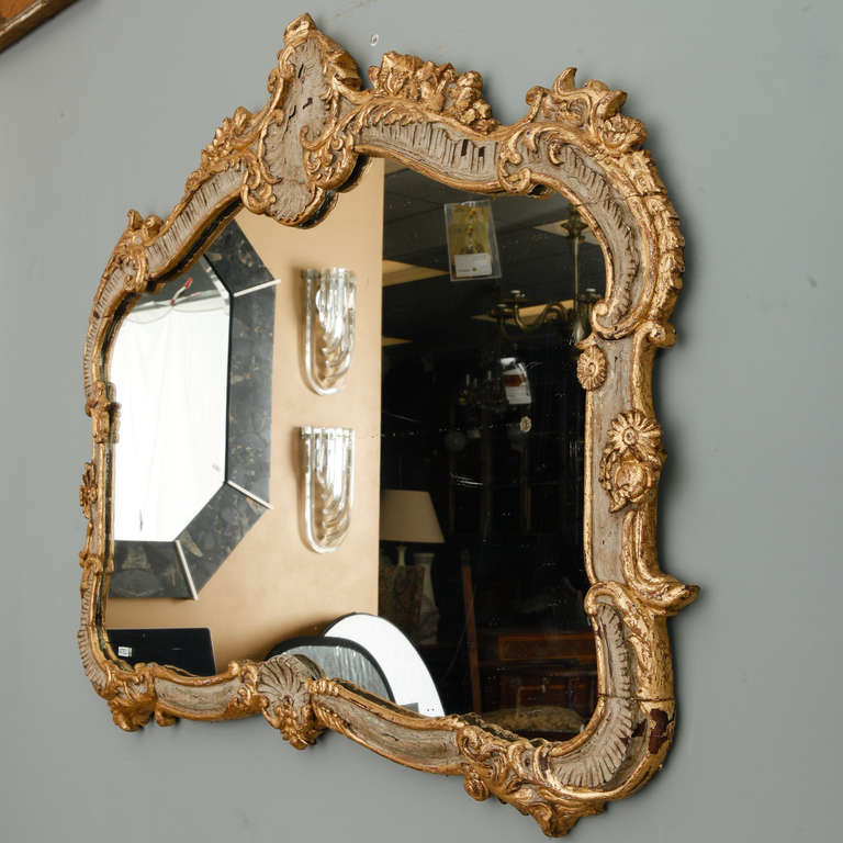 Horizontal Louis XV Style Cream and Parcel Gilt Mirror 3