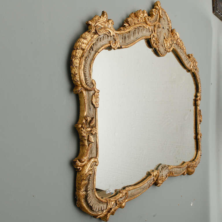 Horizontal Louis XV Style Cream and Parcel Gilt Mirror 4