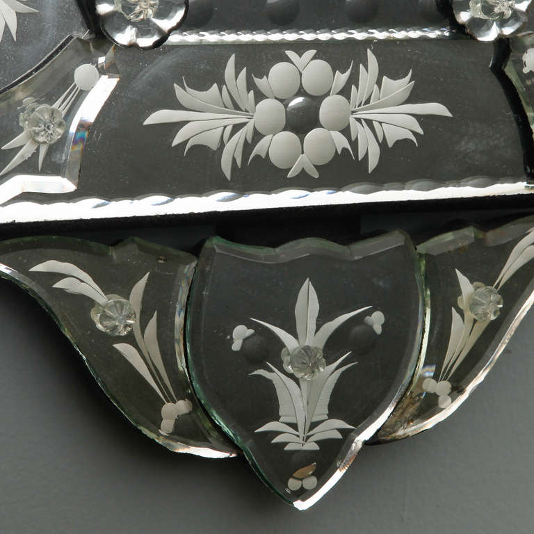 Italian Vintage Shield Shape Venetian Mirror