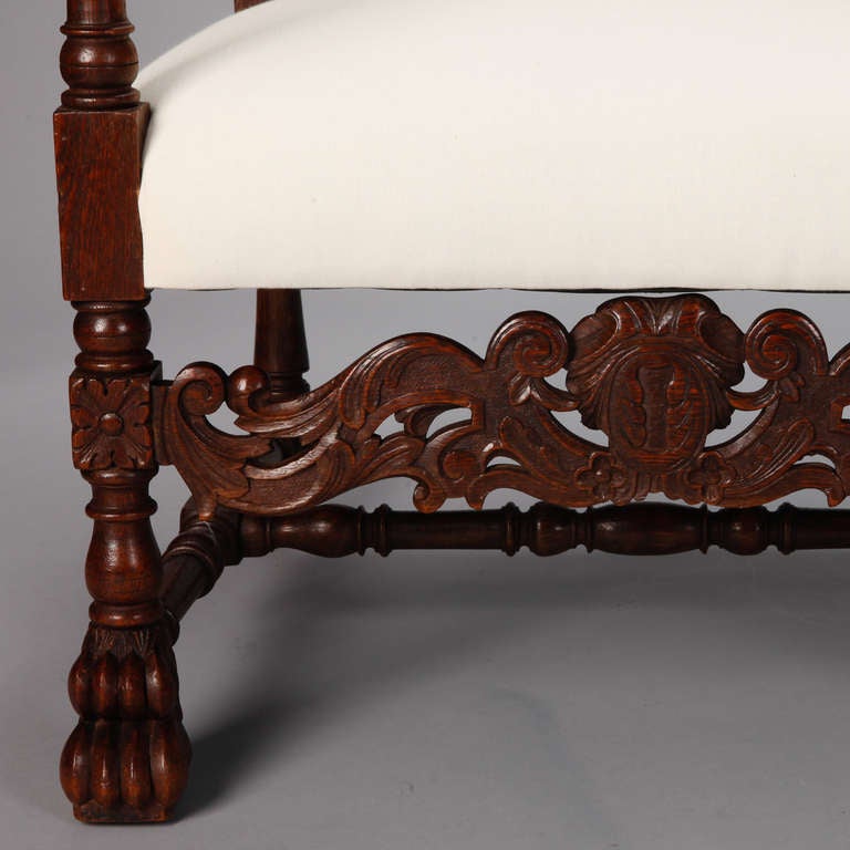 Pair 19th Century French Carved Walnut Throne Chairs 2