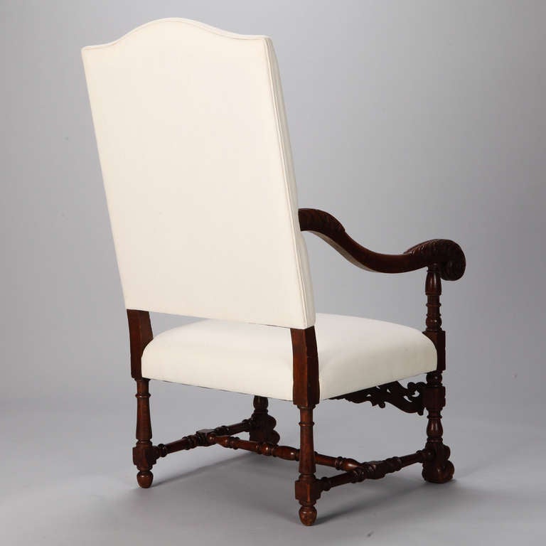 Pair 19th Century French Carved Walnut Throne Chairs 7