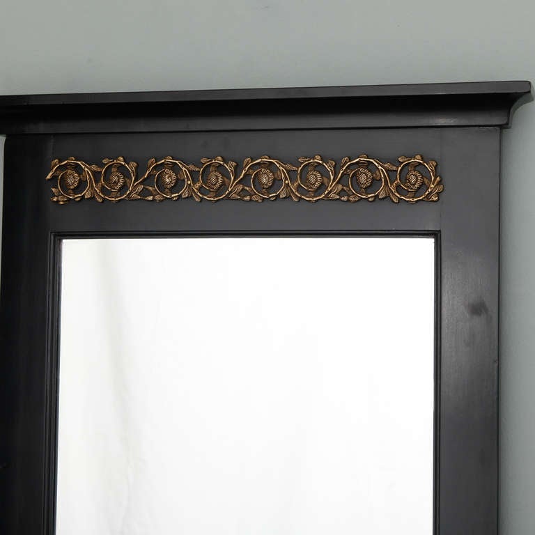 Pair of Empire Style Ebonized Mirrors with Brass Mounts 1