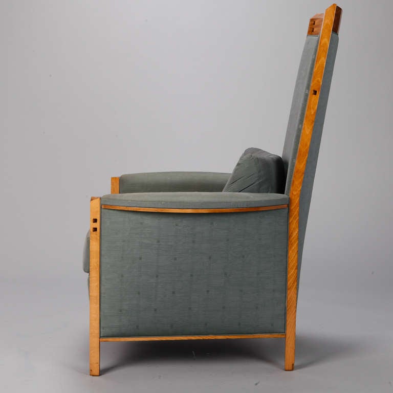 Mackintosh Style Chair and Stool in Teal Fabric 1