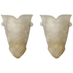 Pair of Off White Urn Shape Murano Glass Sconces 8