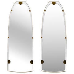 Pair of Italian Modernist Ponti Style Floating Mirrors