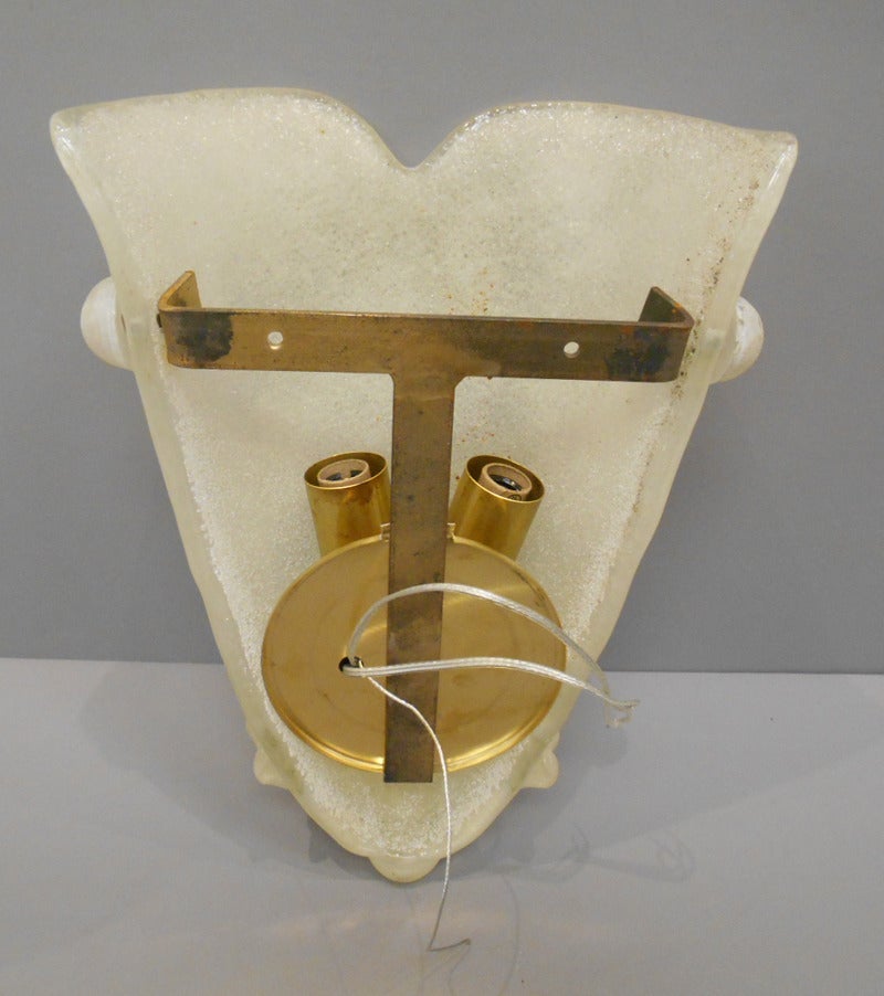 Mid-20th Century Pair of off White Urn Shape Murano Glass Sconces
