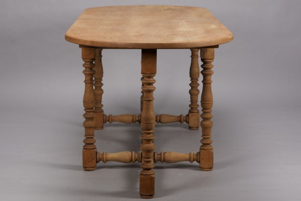 19th Century Large French Oval Bleached Oak Table