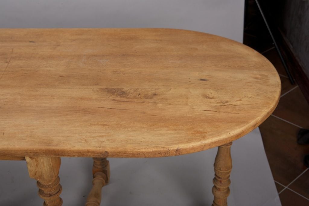 Large French Oval Bleached Oak Table 1