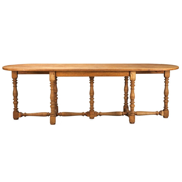 Large French Oval Bleached Oak Table