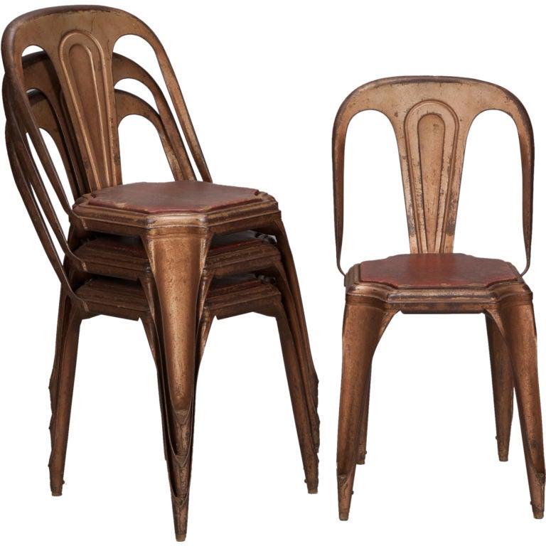 Set of 10 Tolix Industrial Metal Chairs at 1stdibs