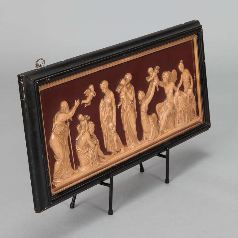 Mid Century Danish Neoclassical Style Terra Cotta Plaque In Good Condition In Troy, MI