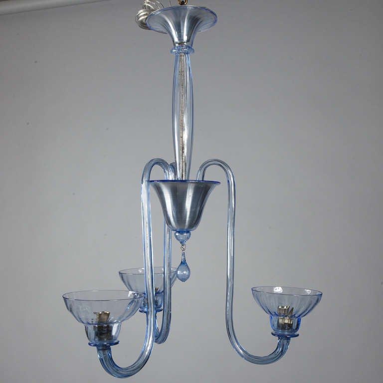 Stunning Murano Mid Century Azure Blue Chandelier