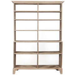 Oak Shelves with Scraped Paint Finish and Chicken Wire Backing