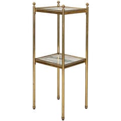 Mid Century Italian Neoclassic Marble and Brass Side Table 4