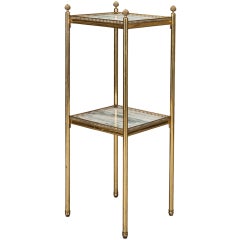 Mid Century Italian Neoclassic Marble and Brass Side Table