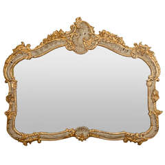 Horizontal Louis XV Style Cream and Parcel Gilt Mirror