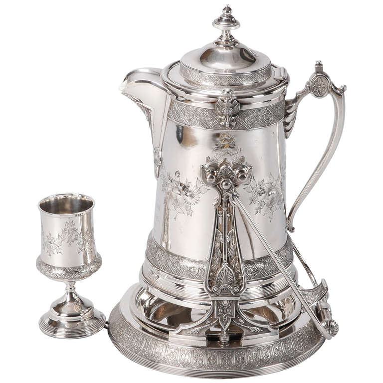 19th Century Reed and Barton Silver Plate Water Jug on Stand at 1stDibs