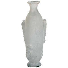 Tall White Murano Scavo Style Vase