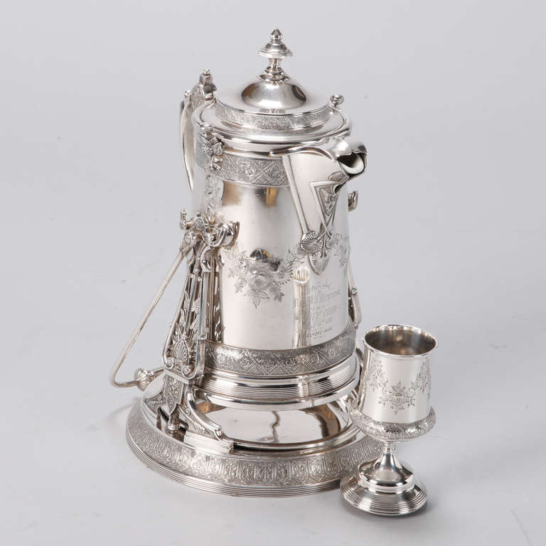 Victorian 19th Century Reed and Barton Silver Plate Water Jug on Stand