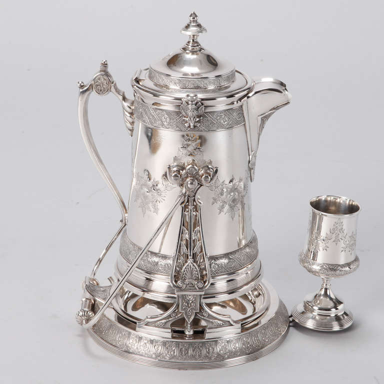 American 19th Century Reed and Barton Silver Plate Water Jug on Stand