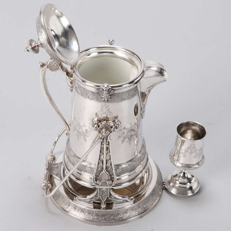 19th Century Reed and Barton Silver Plate Water Jug on Stand In Excellent Condition In Troy, MI