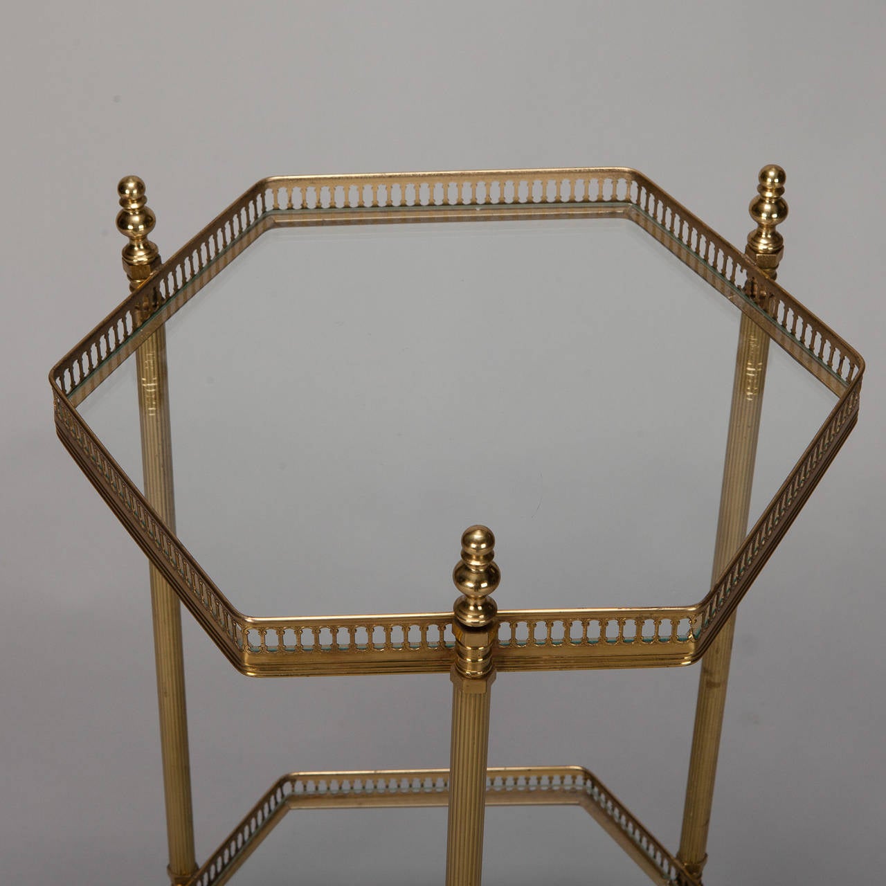 Small Mid Century Glass and Brass Two Tier Drinks Trolley In Excellent Condition In Troy, MI