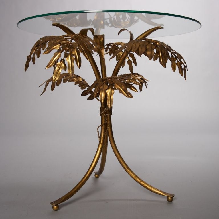 Mid Century Fornasetti Brass and Glass Side Table In Excellent Condition In Troy, MI
