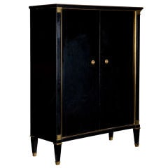 Empire Style Ebonised Wood and Brass Cabinet