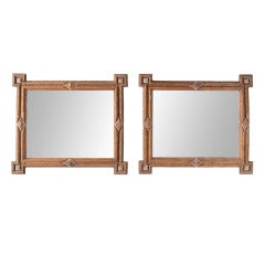 Pair of Medium Size Tramp Art Framed Mirrors