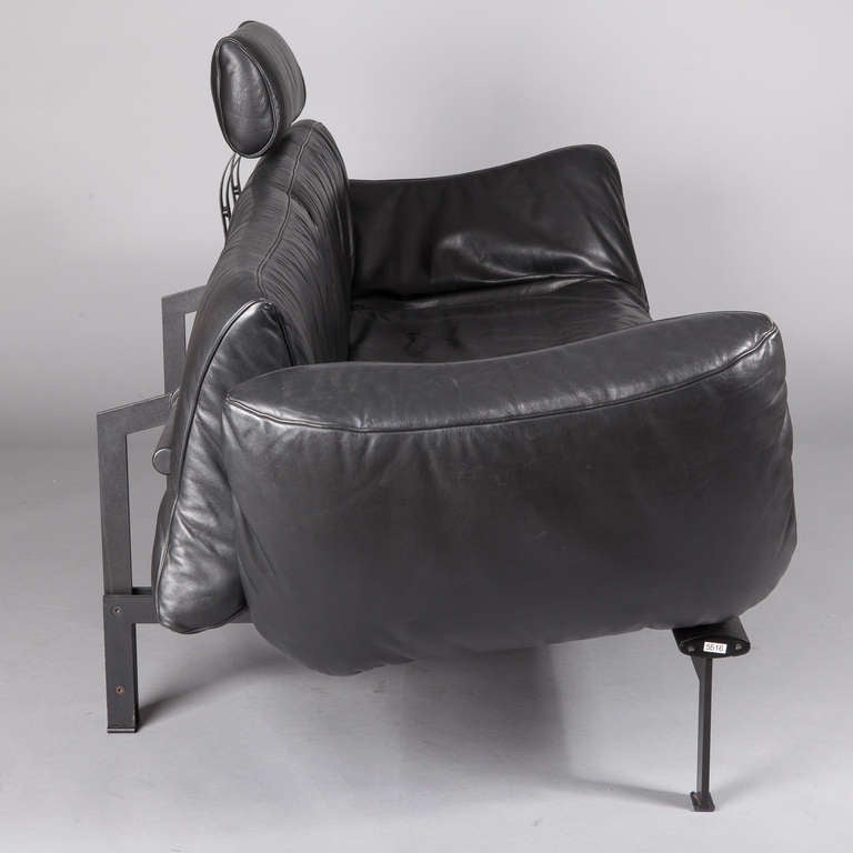 Mid Century Black Leather De Sede DS-140 Adjustable Sofa 1