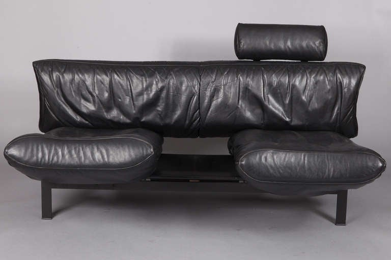 Mid-Century Modern Mid Century Black Leather De Sede DS-140 Adjustable Sofa