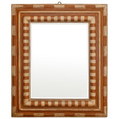 Italian Brown and Cream Painted Stripe Mirror
