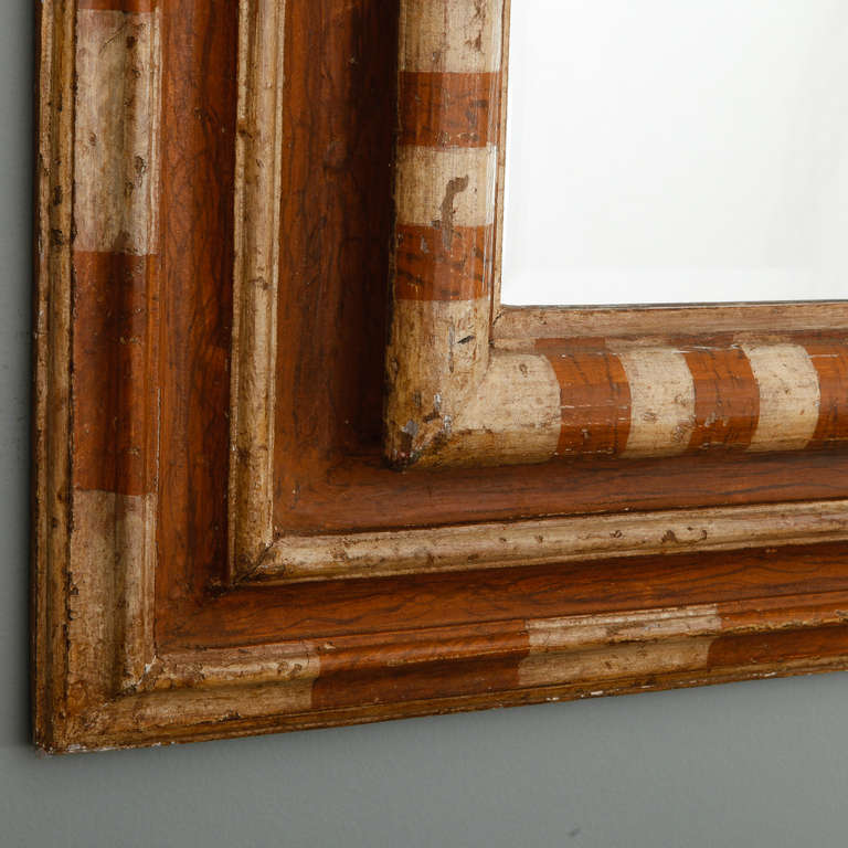 20th Century Italian Brown and Cream Painted Stripe Mirror