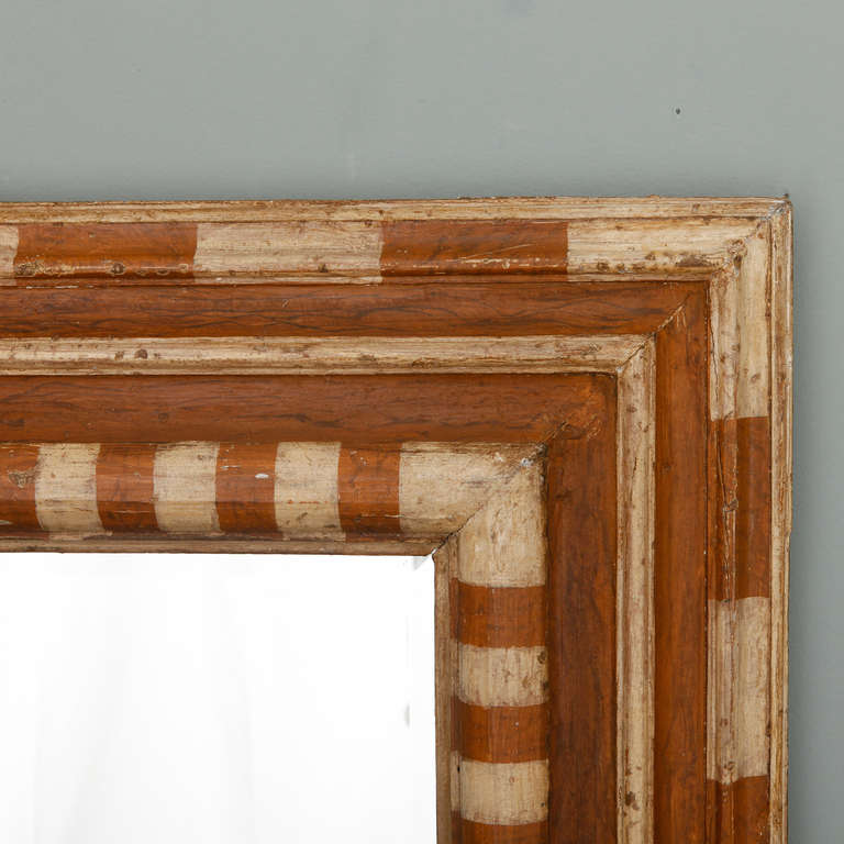 Italian Brown and Cream Painted Stripe Mirror 2