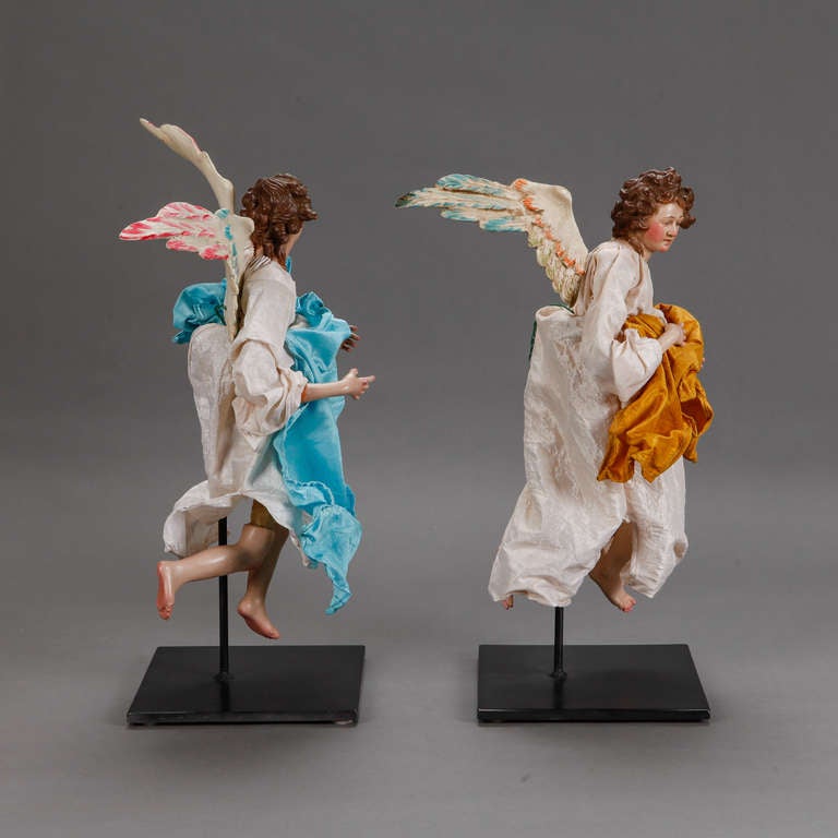 Pair of Italian Creche Angels On Stands 1