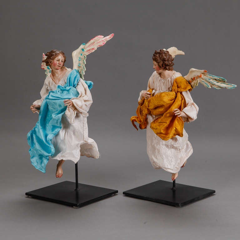 Pair of Italian Creche Angels On Stands 3
