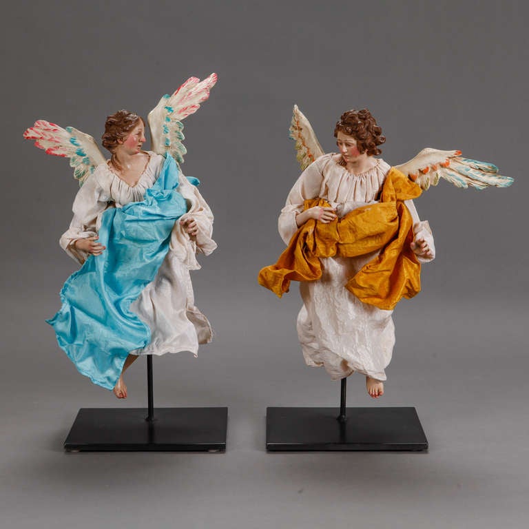 Pair of Italian Creche Angels On Stands 4