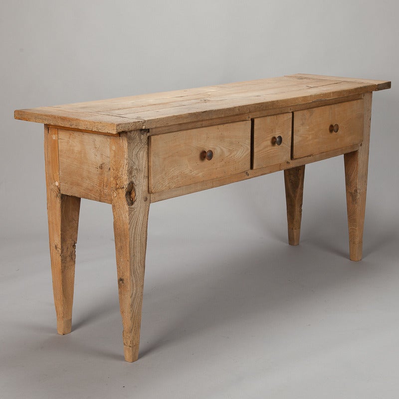 19th Century Bleached Elm Base Server with Apple Wood Top