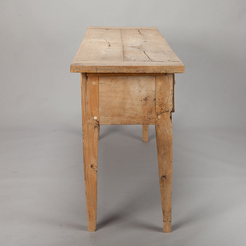 French 19th Century Bleached Elm Base Server with Apple Wood Top