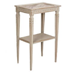 French Two Tier Marble and Caned SIde Table