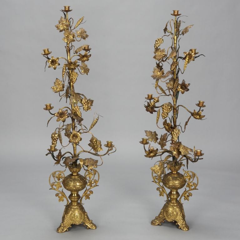 This pair of circa 1900 Italian candlesticks are 47