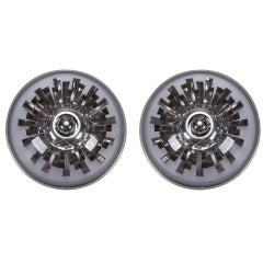 Vintage Pair Mid Century Wall or Flush Mount Acrylic and Aluminum Op Art Dome Lights