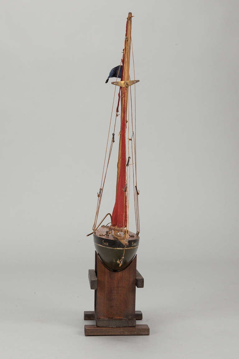 20th Century Turn of the Century English Pond Boat with Red Sails