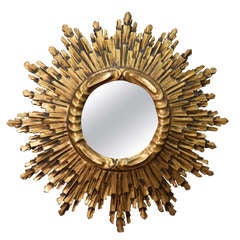 Triple Layer Gild Wood Sunburst Mirror