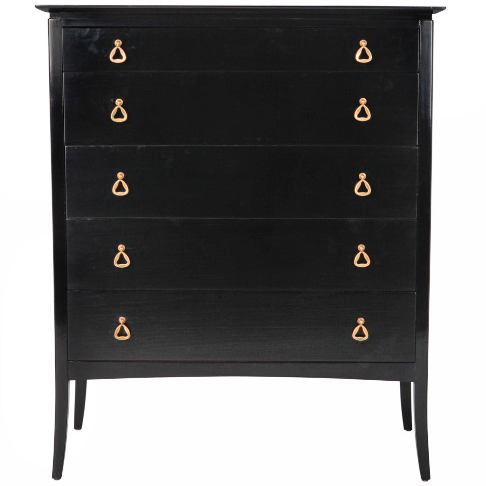 Mid Century Glazed Ebonised Chest of Drawers